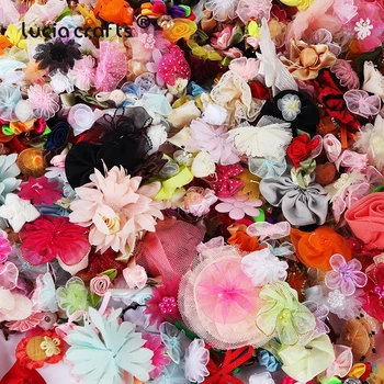 

50g Approx10-60mm Random Artificial Silk Flower Head Lace Bow Applique DIY Wedding Wreath Sewing Garment Accessories B1005