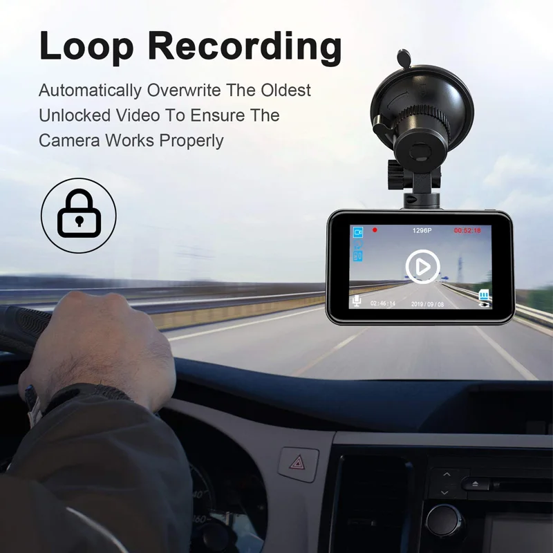 Dash Cam Автомобильная камера на приборной панели 1296P HD " ips экран Широкоугольный объектив Автомобильная камера g-сенсор циклическая запись мониторинг парковки