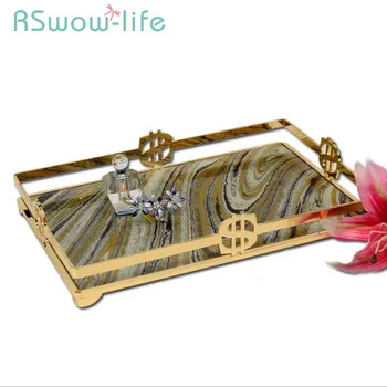

European Style Luxury Style Phnom Penh Stone Glass Storage Trays Decoration Cake Snack Food Tray Serving Tray For Home Kitchen