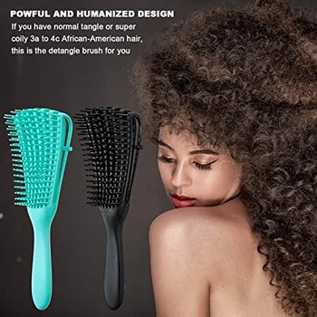 

2 Pcs Detangling Brush for Afro African Hair Textured 3A to 4C Kinky Wavy/Curly/Coily/Wet/Dry/Oil/Thick/Long Hair