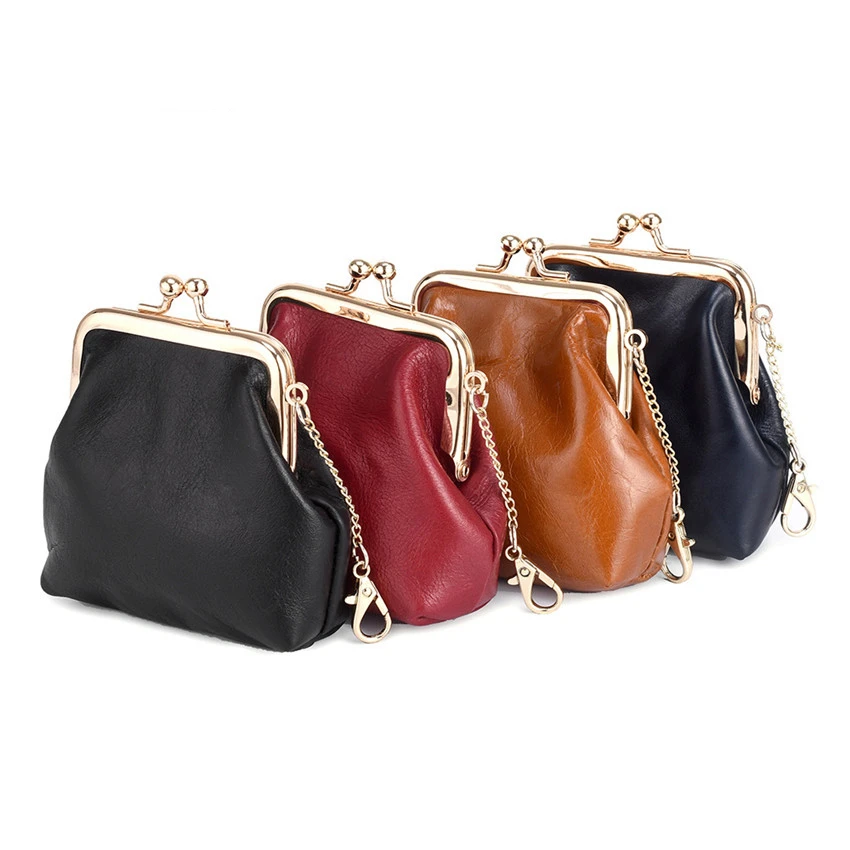 Leather Coin Purse for Women With Clasp Clip Purse for Women 