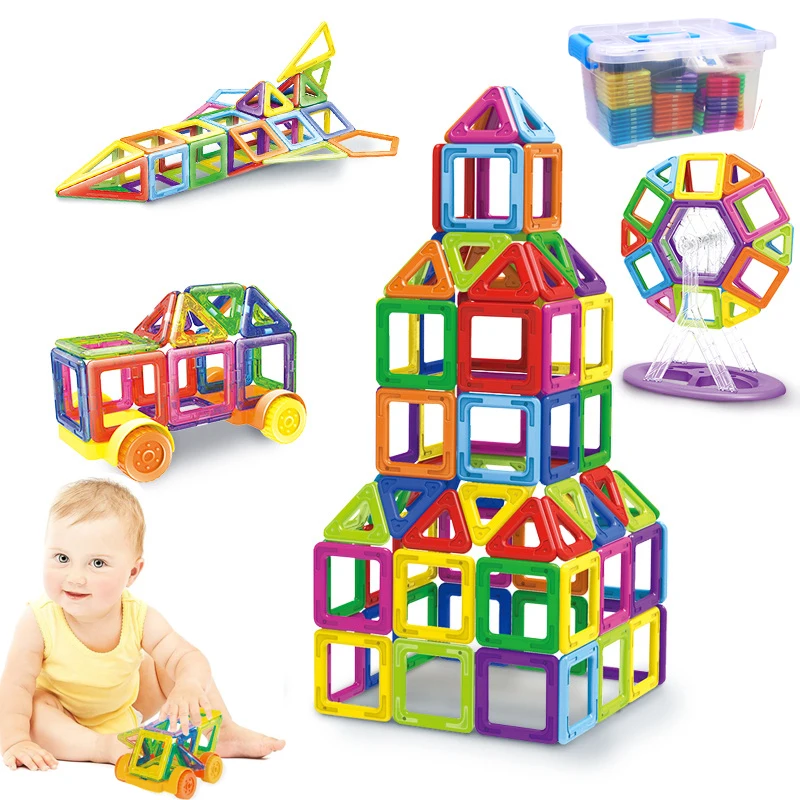 

58-252pcs Creative Mini Magnetic Building Blocks DIY Magnet Designer Plastic Construction Blocks For Toddlers Educational Toys