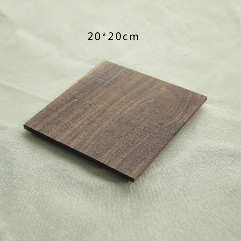 20x20CM Черный орех прямоугольная квадратная деревянная кастрюля тарелка фруктовое блюдо, тарелка чайный лоток десертный ужин хлеб деревянные тарелки - Цвет: 20x20CM