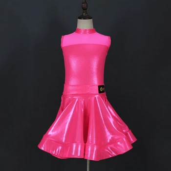 

Girls Latin Dance Dress Kids Pink Suit Tops Skirt Children's Day Stage Sleeveless Summer Competition Costume Cha Cha Dress 1561