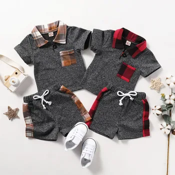 

Baby Boy Clothes Set Baby Boys Two Piece Outfits Toddler Plaid Short Sleeve Tops Shorts Summer Sport Outfits Baby Boy Clothing