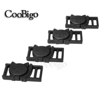 

500pcs 3/8" Black Plastic Cat-Head Safty Breakaway Buckles For Underwear Pets Collar Bag Webbing Garment DIY Parts Accessories