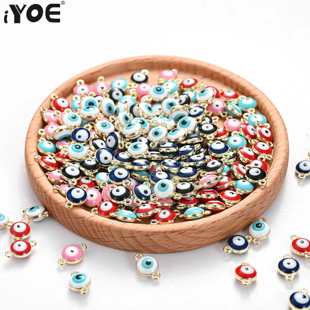 black beads chain 10/30/50pcs Metal Evil Eye Beads Charms Multicolor Enamel Pendant Charm For Diy Making Necklace Bracelet Anklet Jewelry Supplies silicone beads