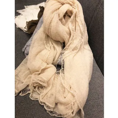 Beige Новинка 100, кашемировый шарф для женщин,, весна и осень, зима, теплый, мягкий, длинный, негабаритный, палантины, удобный, с маленькими отверстиями, Одноцветный - Цвет: Beige