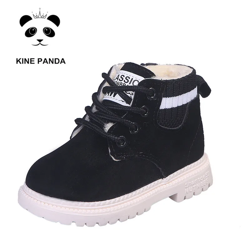 KINE PANDA Children's Boots Girls Boys Kids Shoes Thick Plush Warm Fall Winter Toddler Baby Boots 1 2 3 4 5 Years Old Anti-slide