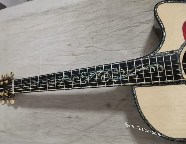 custom shop твердая Акустическая гитара из ели Real abalone Ebony гриф Акустическая гитара Chaylor SP14