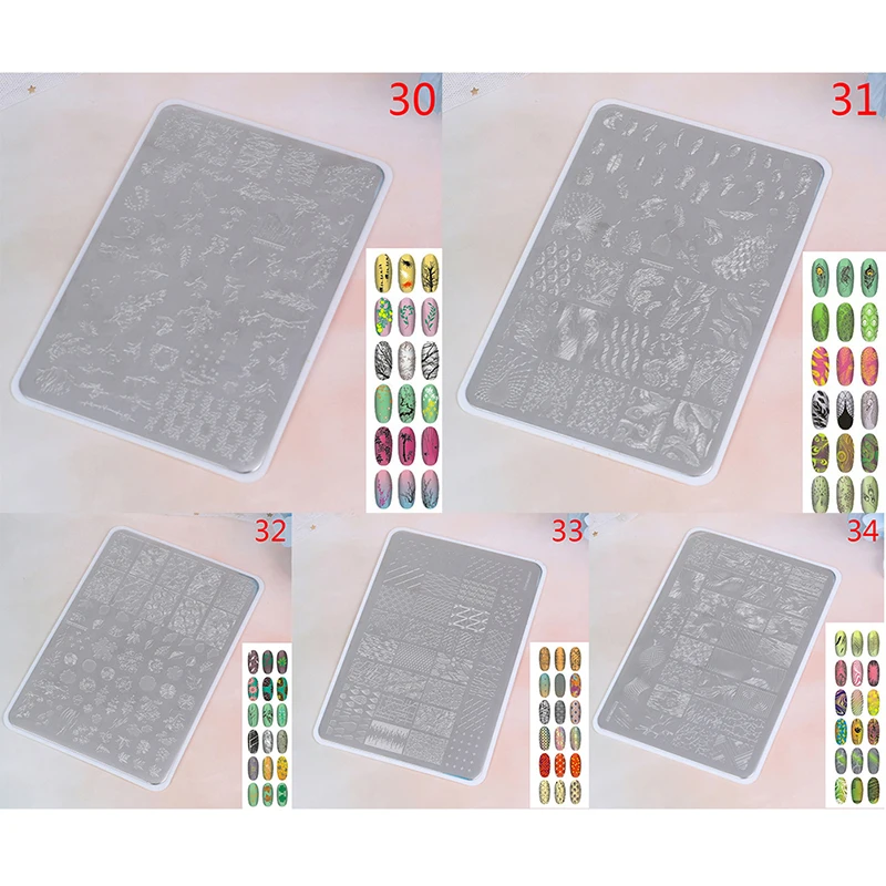 

1*Nail Art Stamping Plates Image Stamp Template Rectangle Square Round