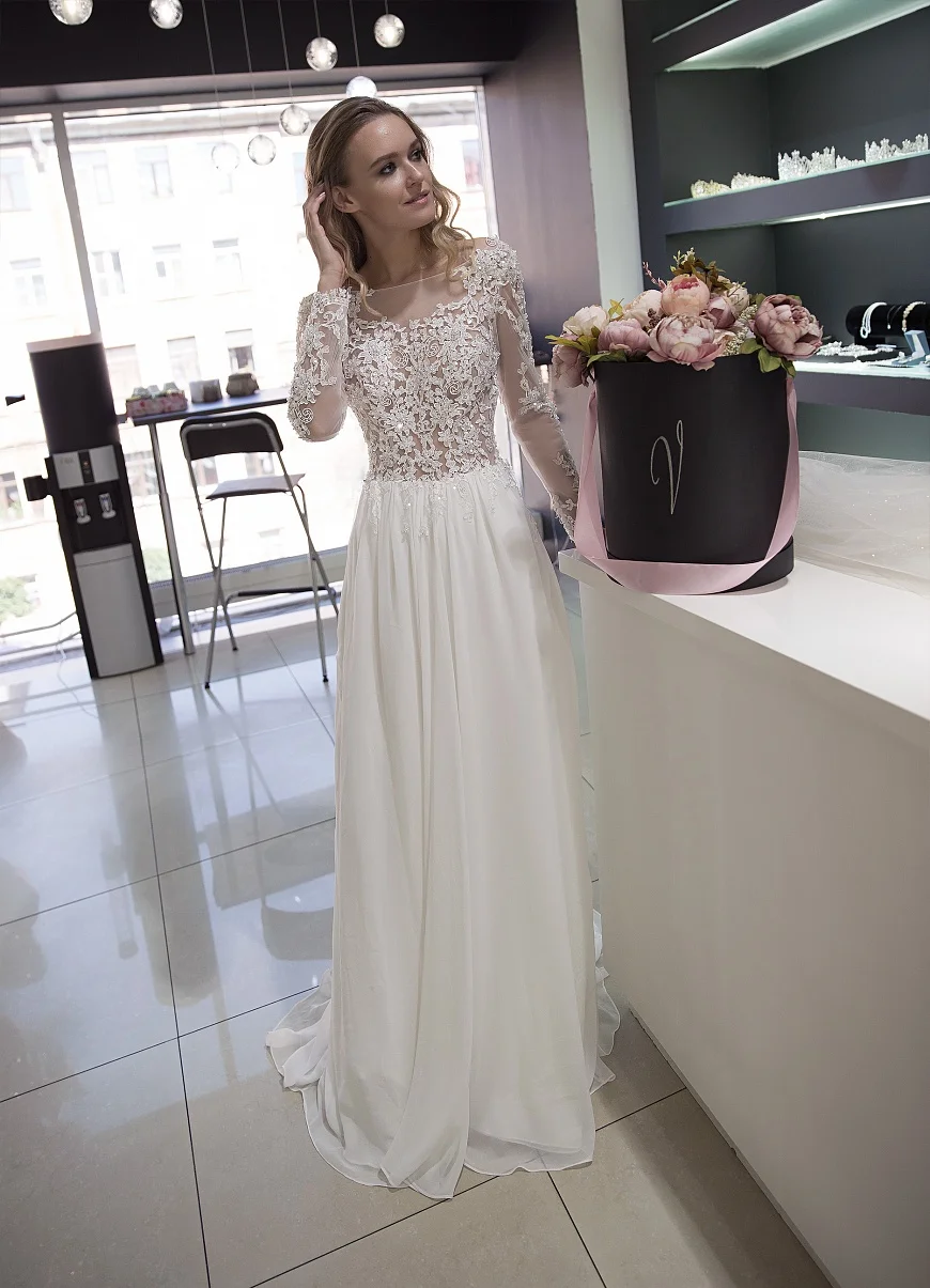 Robe de mariee свадебное платье es белый/слоновая кость с длинными рукавами прозрачное свадебное платье пляжное свадебное платье в стиле бохо