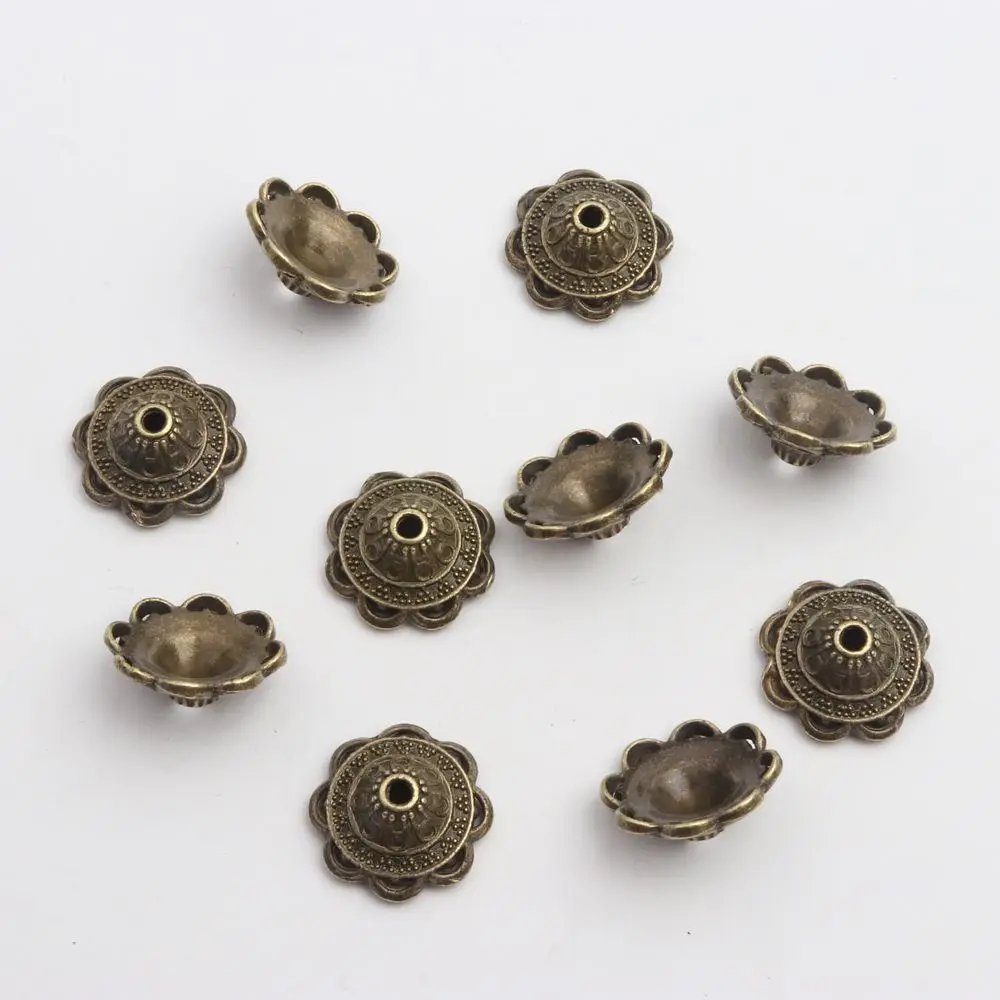 20 stücke 15-18mm Retro Antike Blume Lose Spacer Große Perlen Kappen Für Schmuck Handgemachte Armband Zubehör großhandel Versorgung – Detail 5