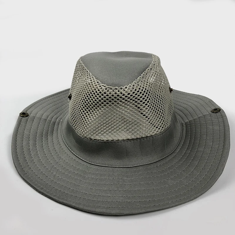 Outdoor Summer Wide Brim Man Breathable Mesh Travel Climbing Fishing  Beach Bucket Hats Foldable  Sunscreen Sun Cap X015