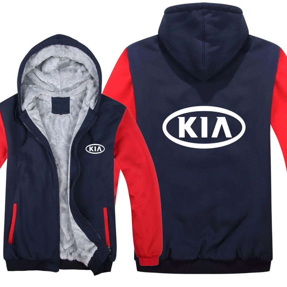 Толстовки KIA с капюшоном, куртка, зимний пуловер для мужчин, унисекс, утепленная шерстяная подкладка, флисовое мужское пальто, толстовки KIA