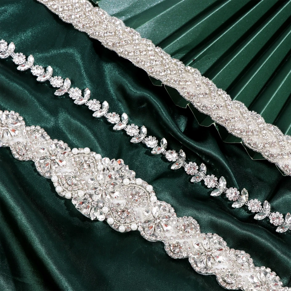 Crystal Satin Bridal Belt Sash Rhinestones Wedding Dress Belt