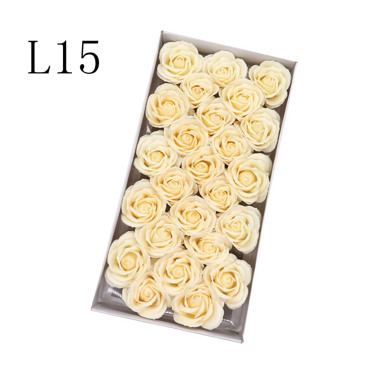 L15 25 шт., мыло большого размера, розы, цветы, голова, настоящее Сенсорное мыло, розы, искусственные цветы, высокое качество, для самостоятельного изготовления свадебного украшения дома - Цвет: L15