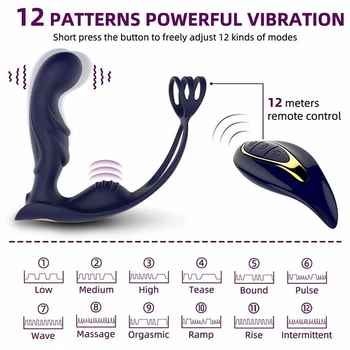 5 IN 1 Prostate Massage Perineum Vibration Penis Ring Scrotum Ring Prostate Vibration Anal Plug With Remote Sex Toy For Male 4