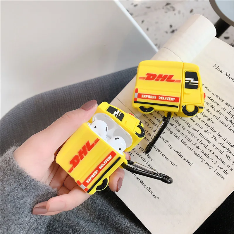 Airpods 1 2 Чехол милый 3D DHL Экспресс автомобильный брелок силиконовый мягкий Bluetooth гарнитура чехол для ключей для женщин мужчин DIY сумка Аксессуары