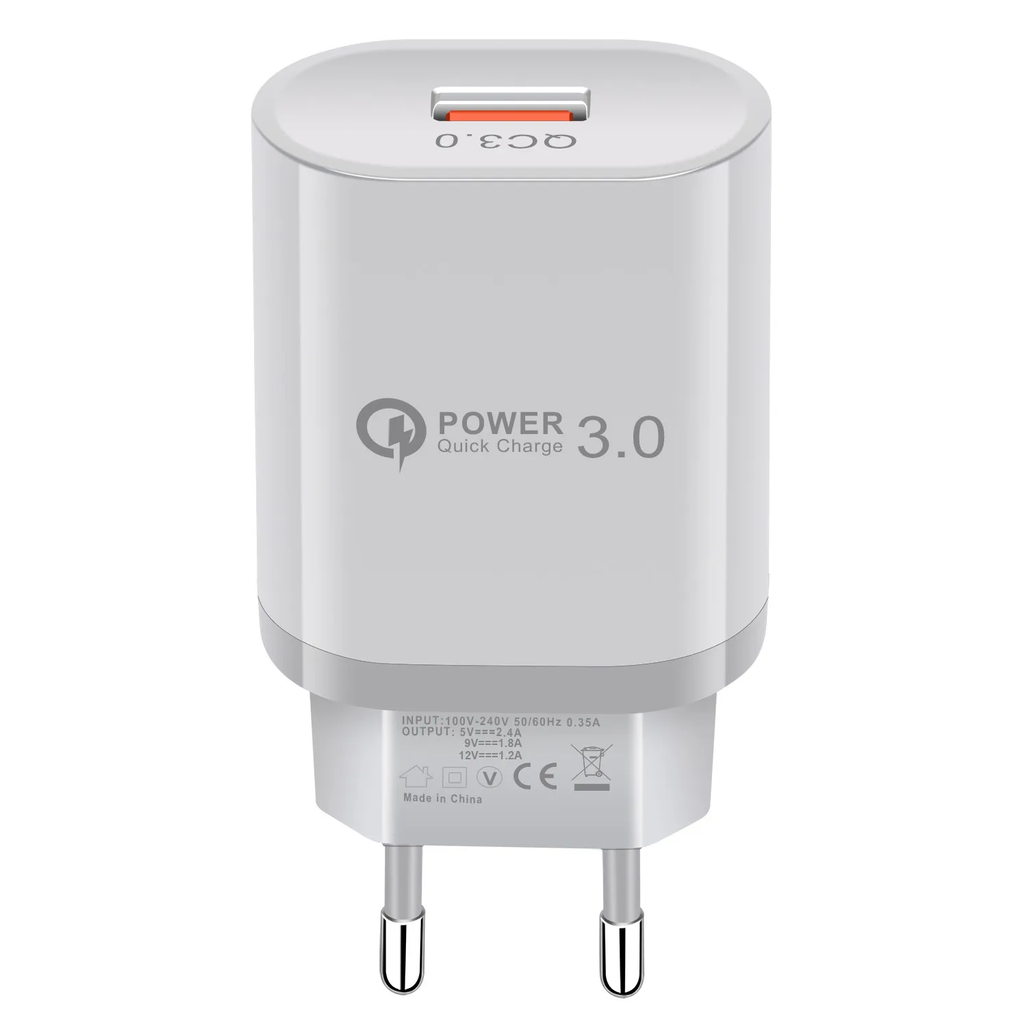QC3.0 зарядное устройство с одним портом USB для быстрой зарядки iPhone Samsung европейская
