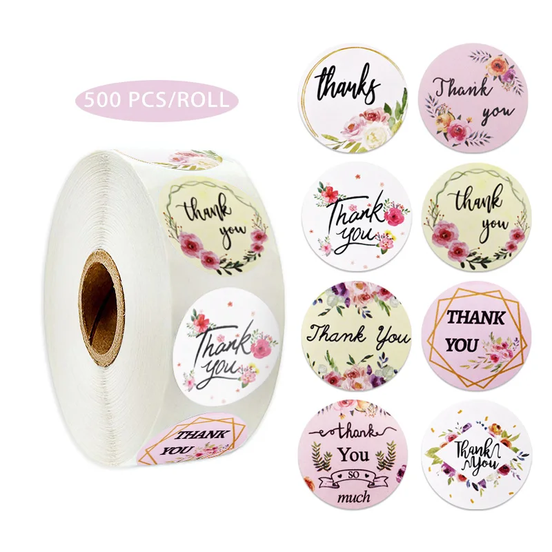 

8 designs Greenery Flower Thank You Stickers seal labels for package decoration party wedding labels school stationery sticker