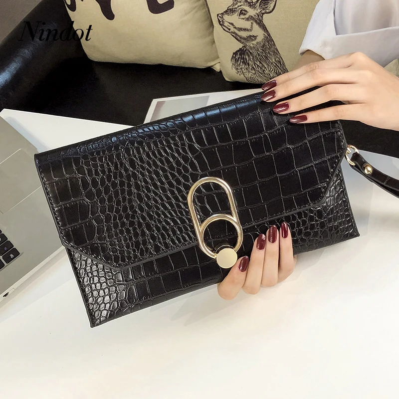 

Nindot envelope chains red luxury handbags women bags designer crocodile lady messenger crossbody bag evening clutch party bag