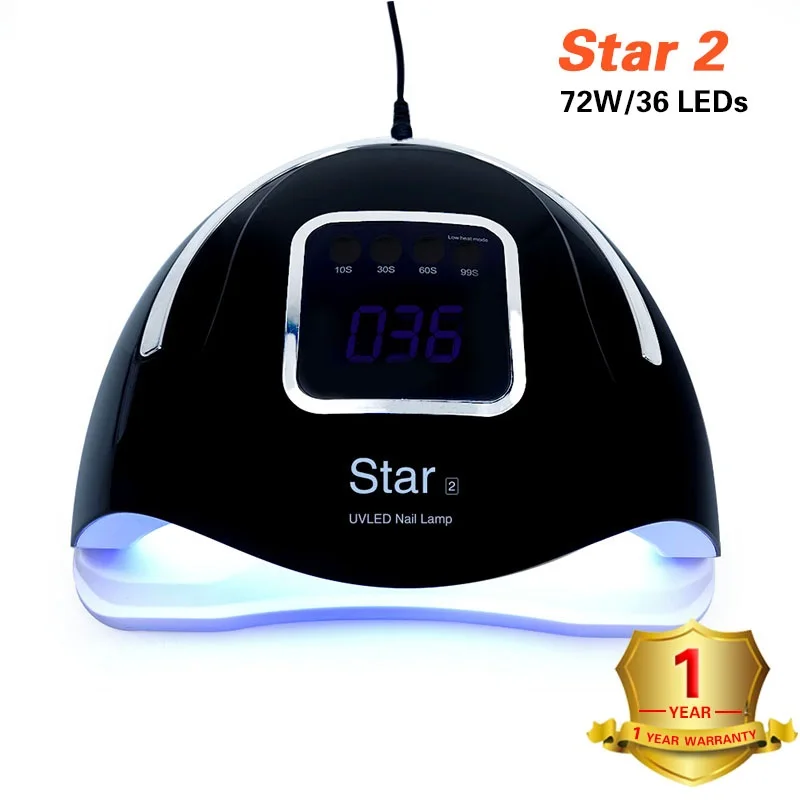 

UV LED Lamp Nail 72W Nail Dryer Machine Star 2 UV Gel Polish Quick Drying With Bottom Timer LCD Display Nails Oven Gel Nail Lamp