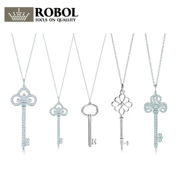 

High Quality 1:1 TTFF 925 Sterling Silver Key Necklace With a Multi-Style Jewerly Original Design Model Exquisite Craftsmanship.
