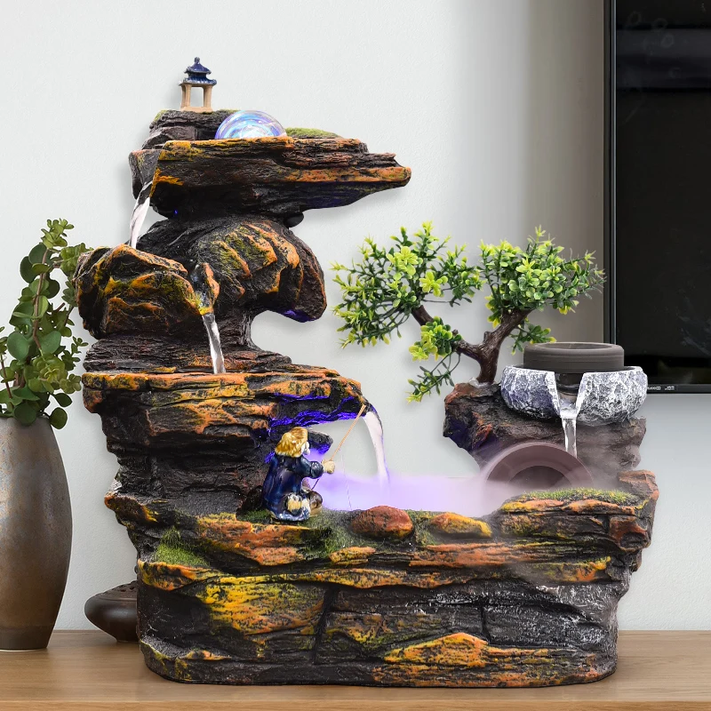110V/220V скала фонтан украшения внутреннего рабочего фонтаны водопад Feng Shui колеса