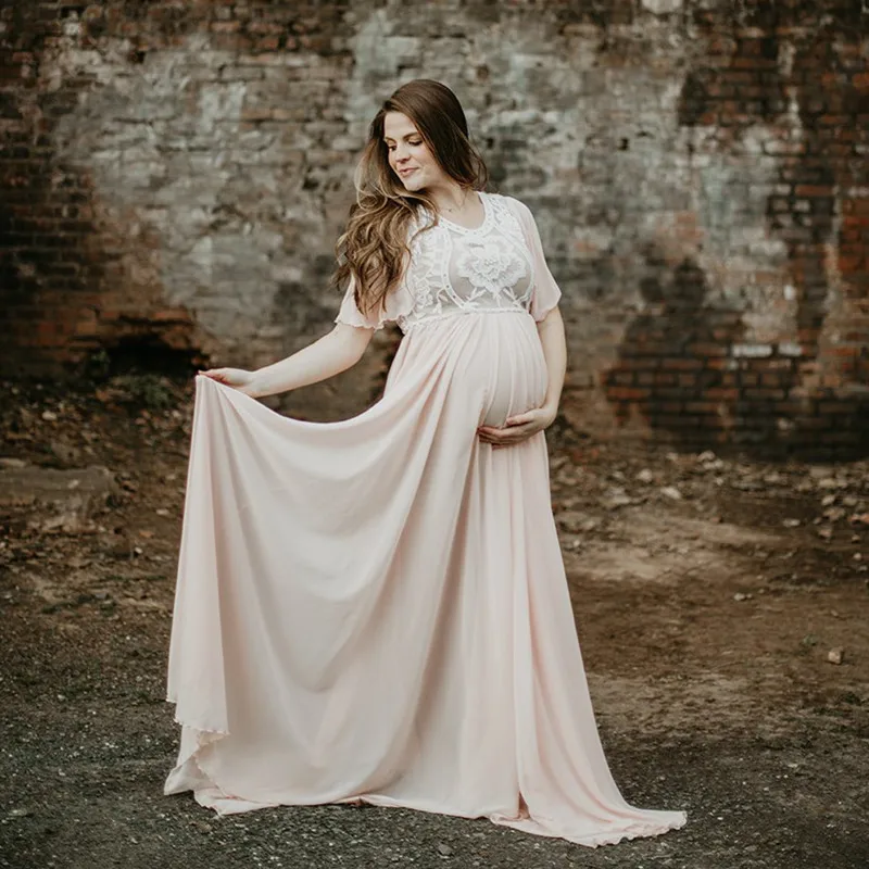 Вязаное крючком кружево шифон фотосессия для беременных длинное платье Baby Shower длинное платье Беременность фотография Макси платье