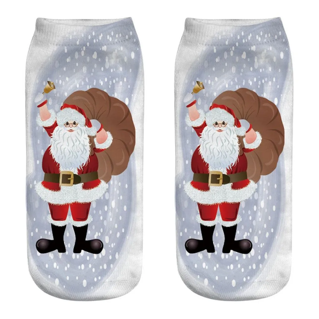 Милые рождественские носки, повседневные носки для работы, 3D Рождественский принт лося, средние Носки, сохраняющие тепло, женские Чулочные изделия, рождественский подарок