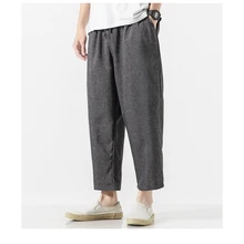 Sinicism Store мужские широкие брюки больших размеров мужские прямые повседневные брюки длиной до щиколотки в китайском стиле летние мужские шаровары