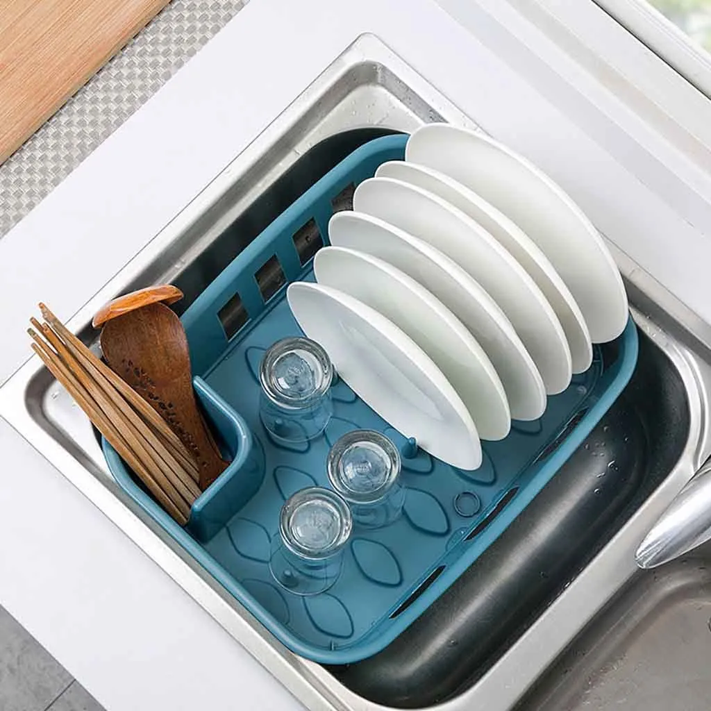 Kitchen tableware Dish Bowl Storage Drain Rack 2-Way Quick-Drying Adhesive Soap Holder Double Layer Draining Soap Organizer