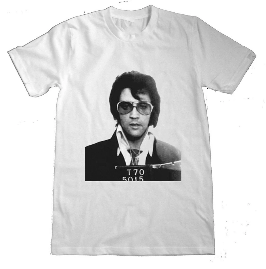 Футболка Elvis футболка Presley Mug Shot King Rock N Roll Dtg1 большого размера | Мужская одежда