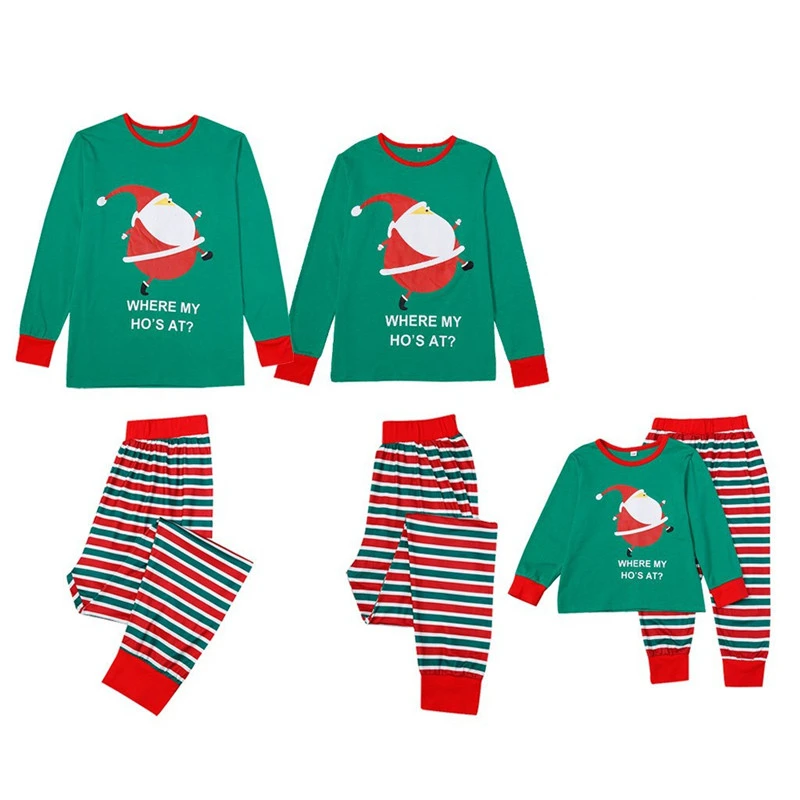 

2020 Family Matching Clothes Outfits Christmas Pajamas Sets Adult Kids Cute Nightwear Cartoon Santa Claus Print Sleepwear Suit