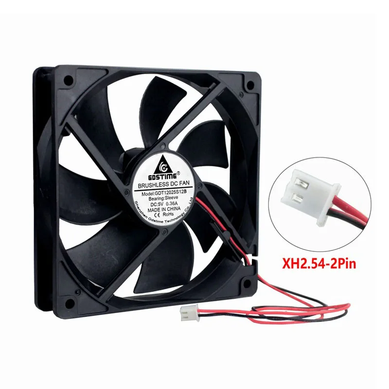 Gdstime 1 Piece 12cm DC 5V Cooling Fan 120x120x25mm 12025 120mm x 25mm PC Computer Case System Cooler High RPM 0.5A | Компьютеры и
