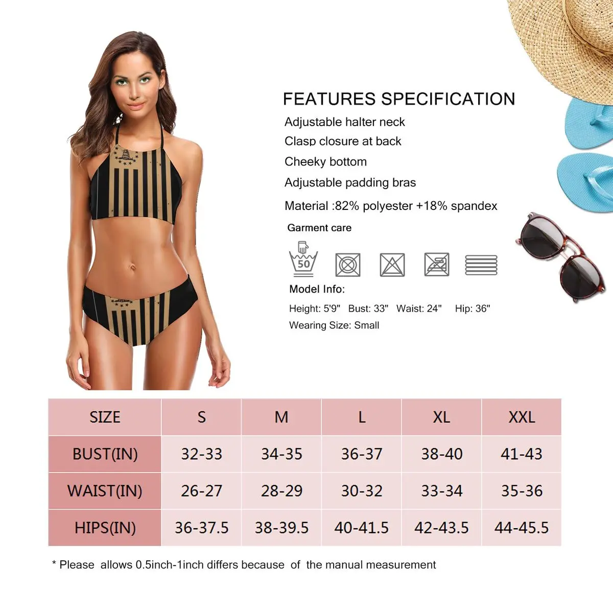 Vitage Vertical Betsy Ross Gadsden Flag Bikinis Exotic Swimsuit Low Waist dress sets Women Beach wear M1