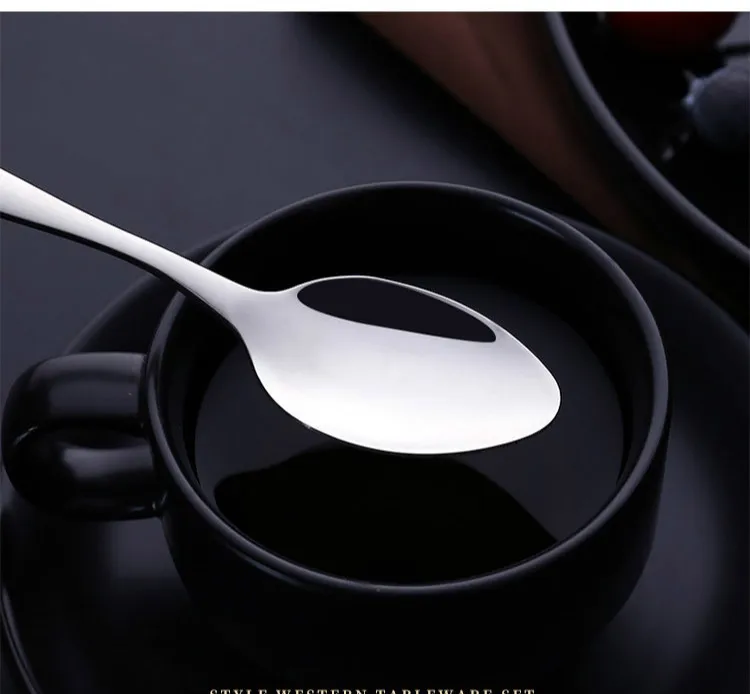 נירוסטה מעובה מערבי כלי שולחן סט סכין, מזלג וכפית 24 מקשה אור נירוסטה כפית סטייק כלי שולחן