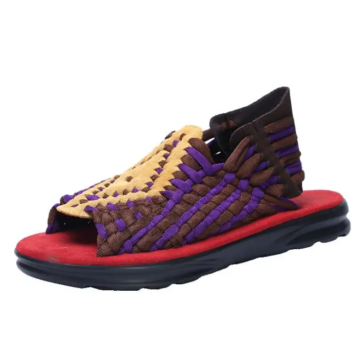 Летние сандалии для мужчин; качественные удобные мужские сандалии; Модные Дизайнерские повседневные мужские сандалии - Цвет: Purple