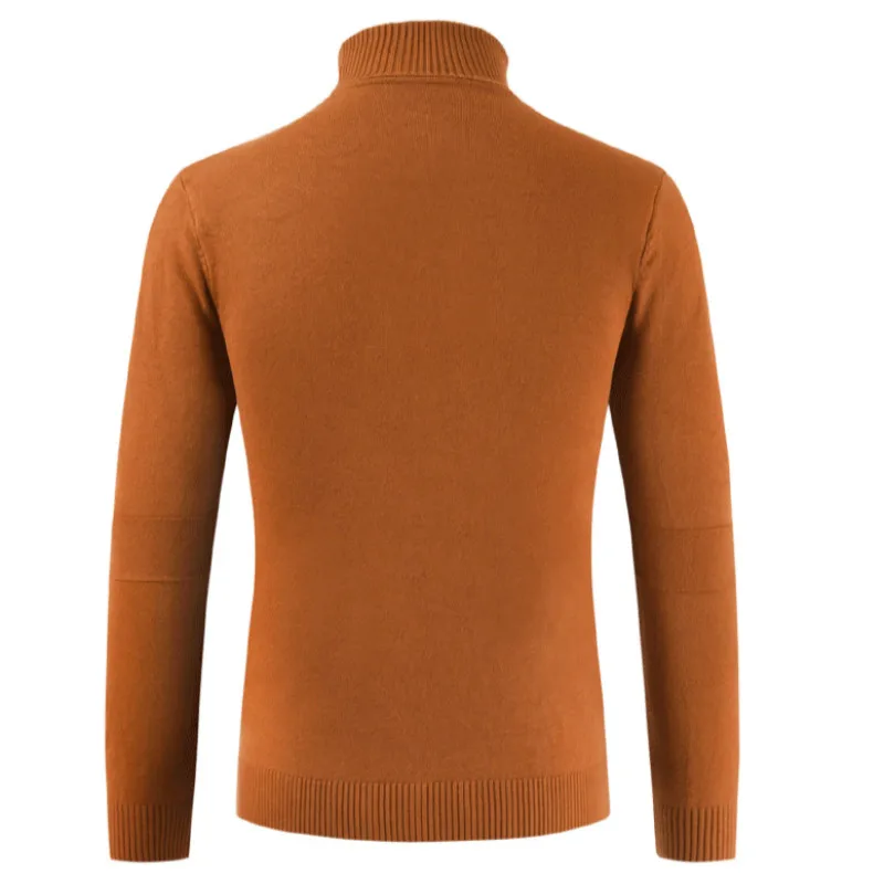 Осенний мужской пуловер с высоким воротом, однотонный жаккардовый свитер с длинным рукавом, Удобный Повседневный вязаный шерстяной свитер, теплая одежда для зимы