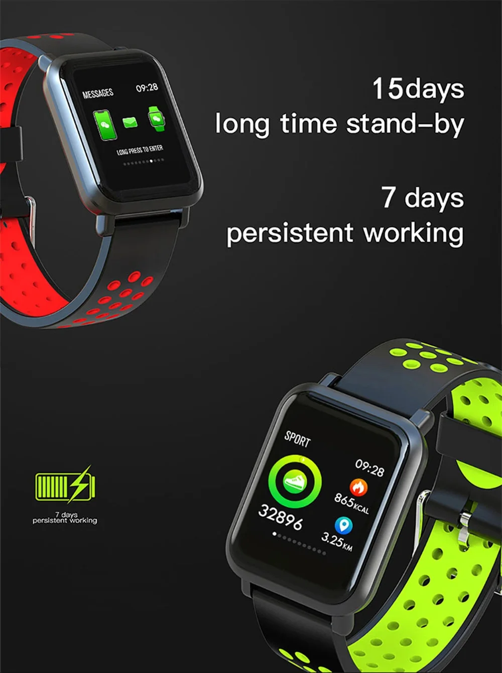 Смарт-часы фитнес-браслет монитор сердечного ритма Bluetooth музыкальная камера S9 Plus смарт-браслет PK Amazfit Bip Lite часы для мужчин и женщин