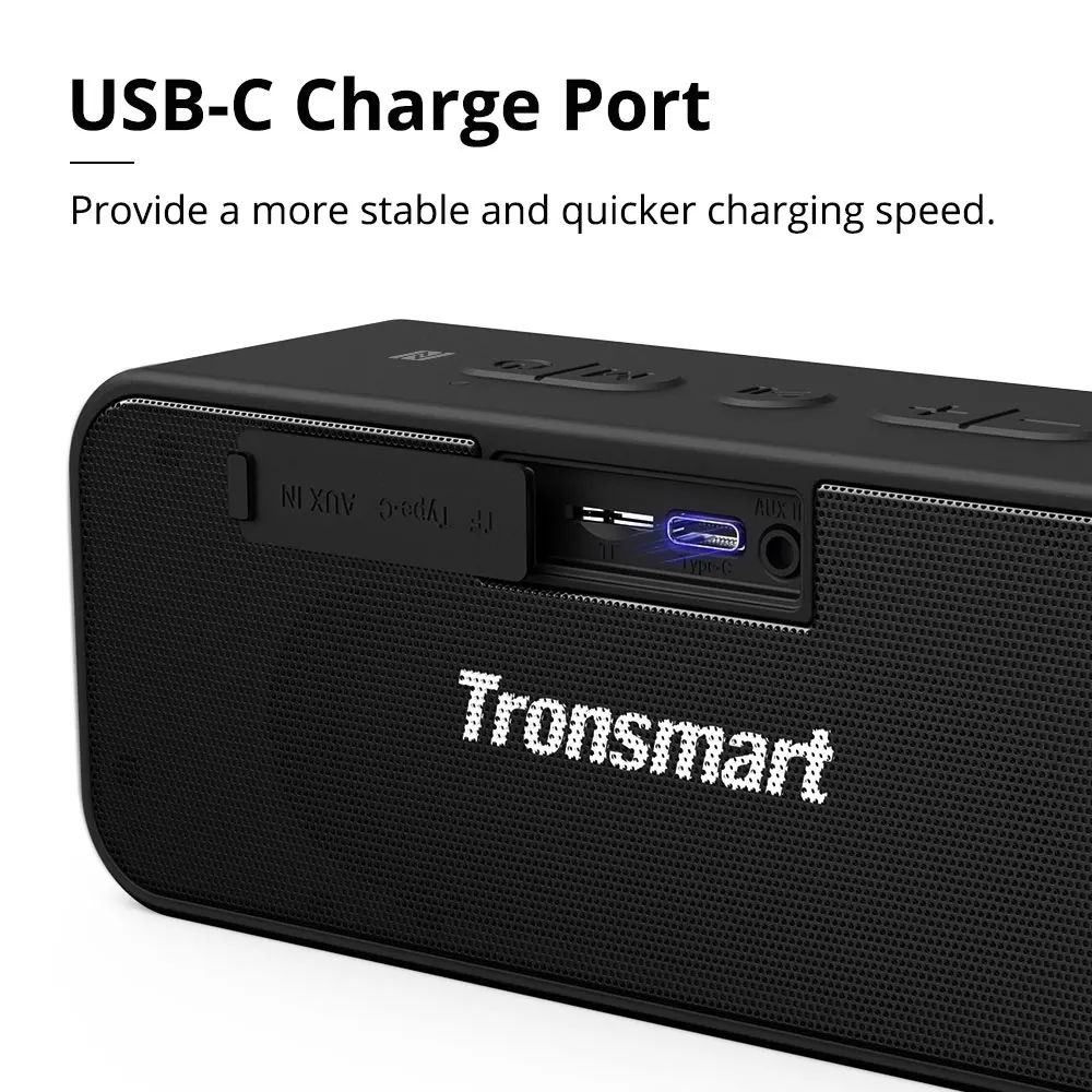 Tronsmart T2 Plus NFC Bluetooth 5.0 Speaker 20W TWS Portable Column IPX7 Waterproof Voice Assistant Soundbar with Micro SD (7)