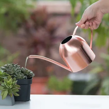 

1000ML Watering Gardening Tool Watering Pot Rose Golden Watering Kettle Stainless Steel Long Mouth Green Plant Can Watering