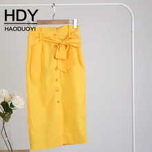 HDY Haoduoyi, женская повседневная одежда, одноцветная, с завязками на талии, сексуальная Классическая посадка, прямой, регулируемый светильник, базовая юбка