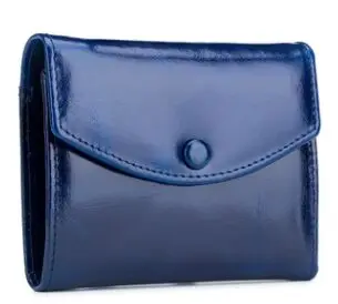 Navy Blue Масло воск мини из натуральной кожи бумажники женские кошельки Держатель карты Портмоне масло Воск Корова кожаный тонкий кошелек высокого качества - Цвет: Navy Blue