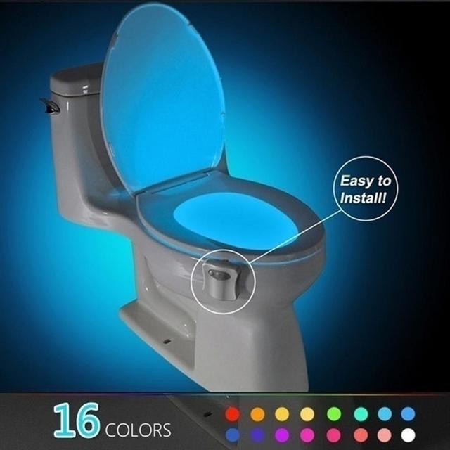 PIR Motion Sensor Night Light for Toilet Seat Backlight For Toilet Bowl LED Luminaria Lamp WC 8/16 Colors Toilet Light