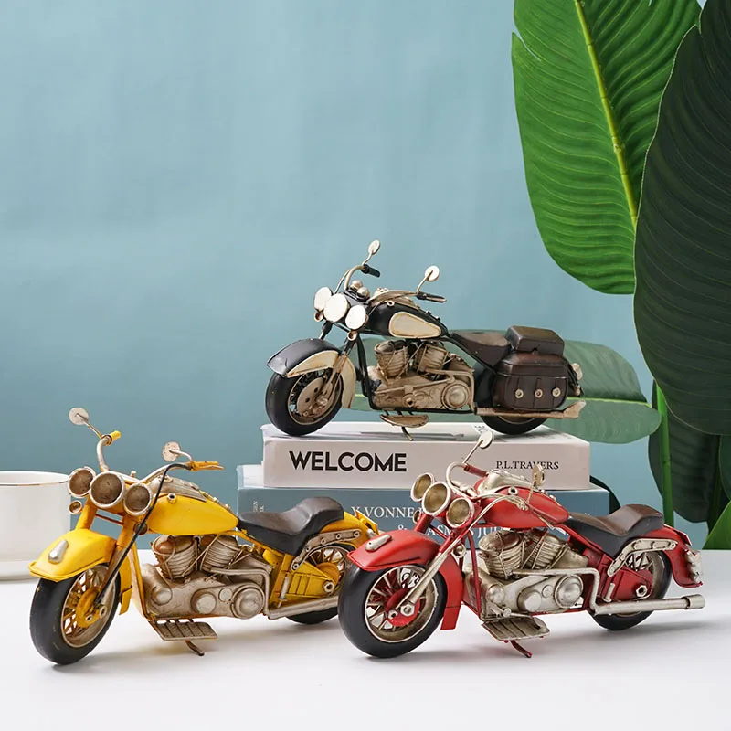 

Home design retro decoration iron motorcycle miniature model metal industrial wind room decoration accessories aesthetic Wine Ca