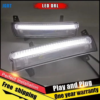 

2PCS White LED Daytime Running Light For jeep compass 2017 With Yellow Turn Signal Lamp Function Car DRL Fog Lamp