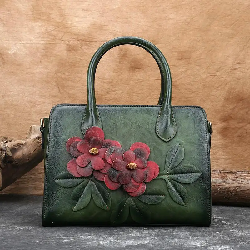 Handmade Embroidered Suede Tote Bag