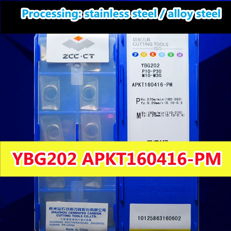 YBG202 APKT160416-PM  10pcs/set 100%original ZCC.CT insert YBG202=M10-M30 Processing: stainless steel / alloy steel ball end mill
